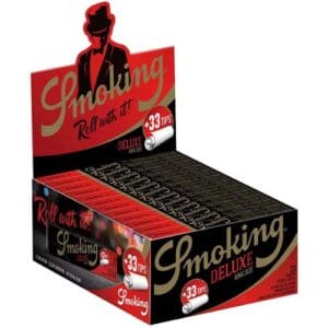 SMOKING DELUXE KING SIZE SLIM LUNGO CARTINE 33 FOGLIE + 33 FILTRI DI CARTA PER CONFEZIONE SUPER SOTTILE CONNOISSEUR SCATOLA COMPLETA 24 CONFEZIONI
