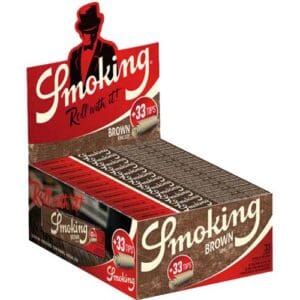 SMOKING BROWN KING SIZE SLIM LUNGO CARTINE 33 FOGLIE + 33 FILTRI DI CARTA PER CONFEZIONE NON RAFFINATO SUPER SOTTILE CONNOISSEUR SCATOLA COMPLETA 24 CONFEZIONI