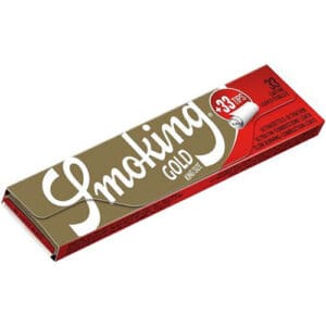 SMOKING GOLD KING SIZE SLIM LUNGO CARTINE 33 FOGLIE + 33 FILTRI DI CARTA PER CONFEZIONE SUPER SOTTILE CONNOISSEUR SOLO CONFEZIONE SENZA SCATOLA