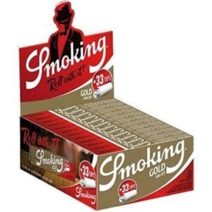 SMOKING GOLD KING SIZE SLIM LUNGO CARTINE 33 FOGLIE + 33 FILTRI DI CARTA PER CONFEZIONE SUPER SOTTILE CONNOISSEUR SCATOLA COMPLETA 24 PEZZI