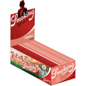 SMOKING THINNEST MOLTO ULTRA SOTTILE 10 GR/M2 ARROTOLARE CARTINE CARTINA CORTA 60 FOGLIE PER CONFEZIONE SCATOLA COMPLETA 50 PEZZI