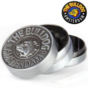 SMERIGLIATRICE PER TABACCO IN RILIEVO THE BULLDOG AMSTERDAM 40mm 3 PARTI METALLO CON SCHERMO