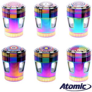 SMERIGLIATRICE PER TABACCO ATOMIC RAINBOW WINDOW 50mm 4 PARTI METALLO CON SCHERMO PREZZO PER ARTICOLO