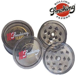 SMERIGLIATRICE PER TABACCO SMOKING 100 YEARS 43mm 2 PARTI PLASTICA 1+1 REGALO