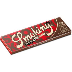 SMOKING SUPREME BROWN ULTRA THIN UNBLEACHED CARTINA CORTA CARTINE NON RAFFINATA MOLTO ULTRA SOTTILE 12 GR 60 FOGLIE PER CONFEZIONE SOLO CONFEZIONE SENZA SCATOLA