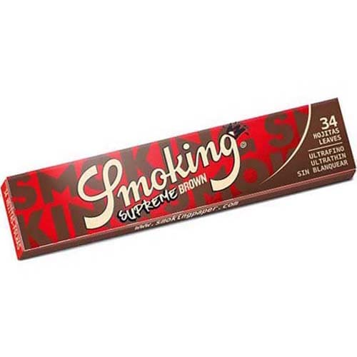 SMOKING SUPREME BROWN ULTRATHIN KING SIZE SLIM ROLLING PAPERS 34 UNBLEACHED SHEETS PER PACK FULL BOX 50 PACKS - Image 2