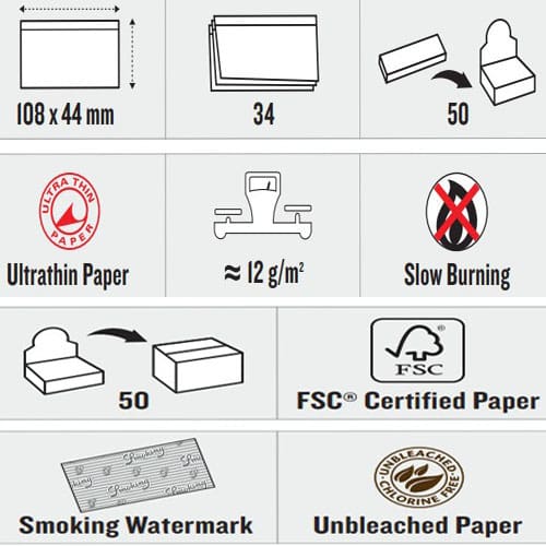 SMOKING SUPREME BROWN ULTRATHIN KING SIZE SLIM ROLLING PAPERS 34 UNBLEACHED SHEETS PER PACK FULL BOX 50 PACKS - Image 3