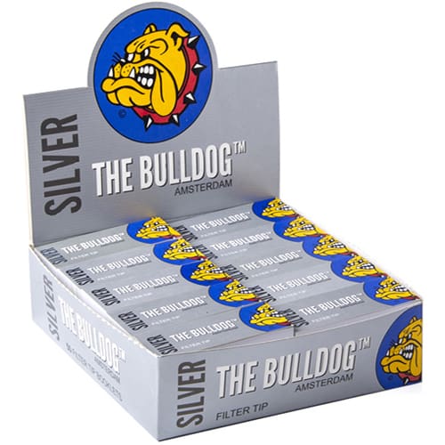 THE BULLDOG AMSTERDAM SILVER FILTRI LUNGHI IN CARTA CON 3 PERFORAZIONI 33 FILTRI PER CONFEZIONE SCATOLA COMPLETA 50 PEZZI
