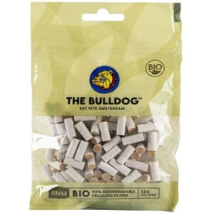 THE BULLDOG AMSTERDAM BIO 100% BIODEGRADABLE CELLULOSE FILTERS SLIM 6 MM120 FILTER TIPS PER PACK PRICE PER PACK