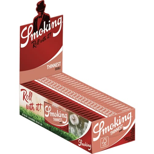 SMOKING THINNEST DOUBLE WINDOW ROLLING PAPERS REGULAR SMALL SIZE VERY ULTRA THIN 12 GR/M2 120 LEAVES PER PACK FULL BOX 25 PACKS - Image 2