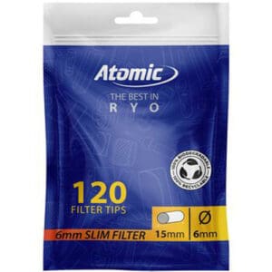 ATOMIC FILTRI THE BEST IN RYO SLIM 6 mm 120 FILTRI PER ROLLARE IMBALLAGGIO ECONOMICO PREZZO PER ARTICOLO