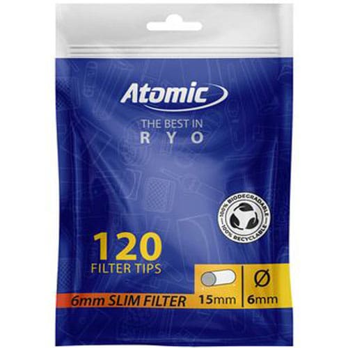 ATOMIC FILTERS THE BEST IN RYO SLIM 6 mm 120 FILTERS ECONOMIC PACKAGING PRICE PER PACK