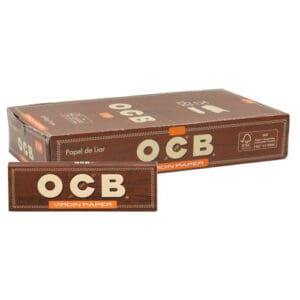 OCB VIRGIN PAPER NON RAFFINATO SOTTILE CARTINE REGOLARE CARTINA CORTA 50 FOGLIE PER CONFEZIONE SCATOLA COMPLETA 25 PEZZI