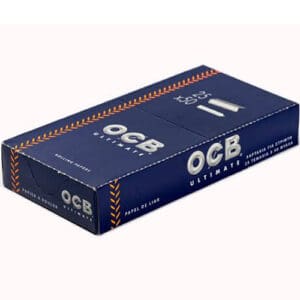 OCB ULTIMATE ROLLING PAPERS SUPER THIN 10gr/m2 REGULAR SMALL SIZE 50 SHEETS PER PACK FULL BOX 25 PACKS