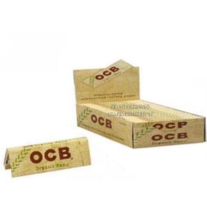 OCB ORGANIC ROLLING PAPERS REGULAR SMALL SIZE UNBLEACHED ΤΗΙΝ 50 LEAVES PER PACK FULL BOX 25 PACKS