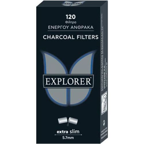 EXPLORER CHARCOAL ACTIVE 120 FILTERS EXTRA SLIM 5.7 MM CARBON PRICE PER PACK