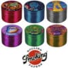 GRINDER TOBACCO SMOKING EUPHORIA HALO 50mm FOURFOLD METAL WITH SIEVE IN 6 DESIGNS